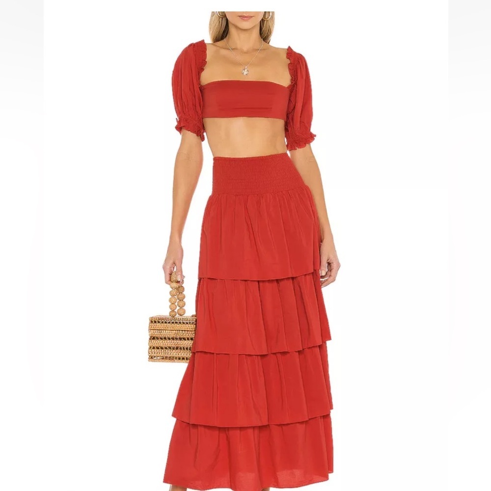 WeWoreWhat Women's Coco Top & Paloma Skirt, Ruby, Red, Small